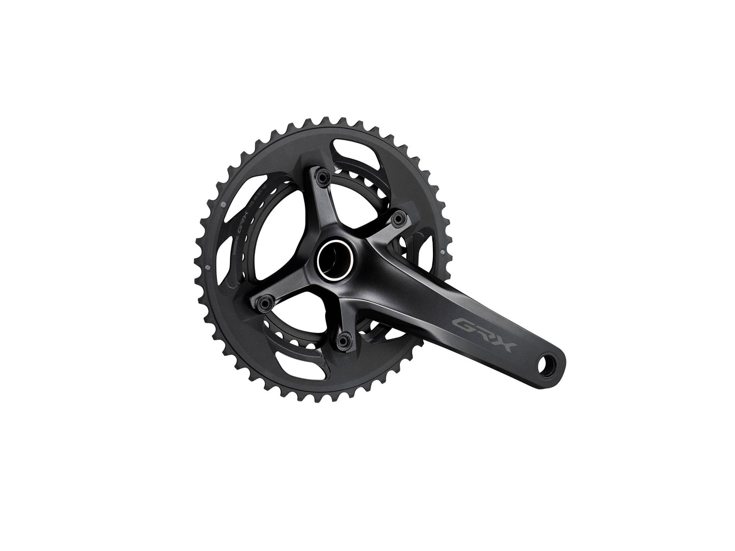 Cranksets and Arms Shimano Shimano GRX FC-RX600-11 Crankset - 175mm 11-Speed 46/30t 110/80 BCD Hollowtech II Spindle Interface BLK Dark Slate Gray