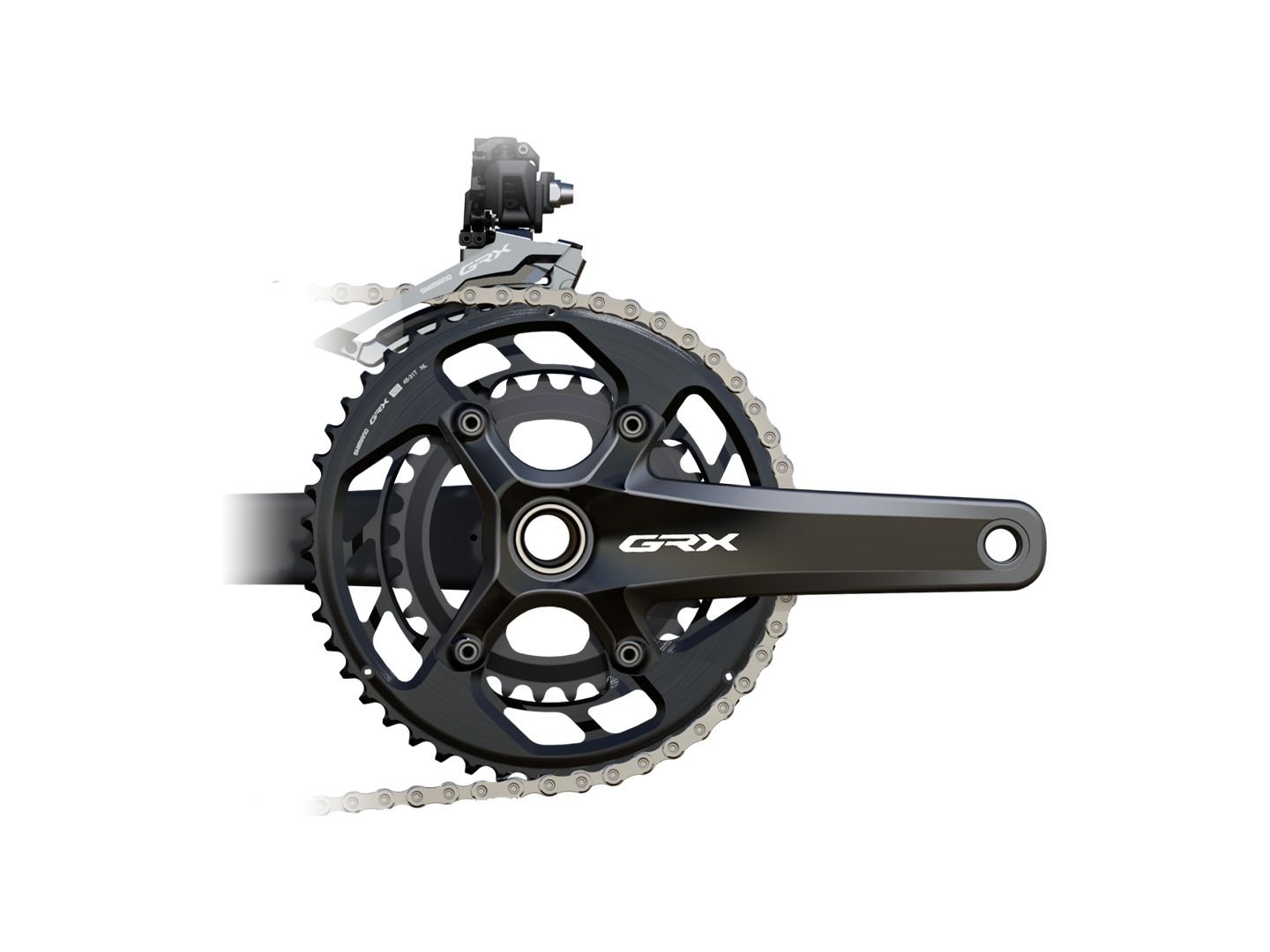 Cranksets and Arms Shimano Shimano GRX FC-RX820-2 Crankset - 175mm 12-Speed 48/31t 110/80 BCD Hollowtech II BLK Dark Slate Gray