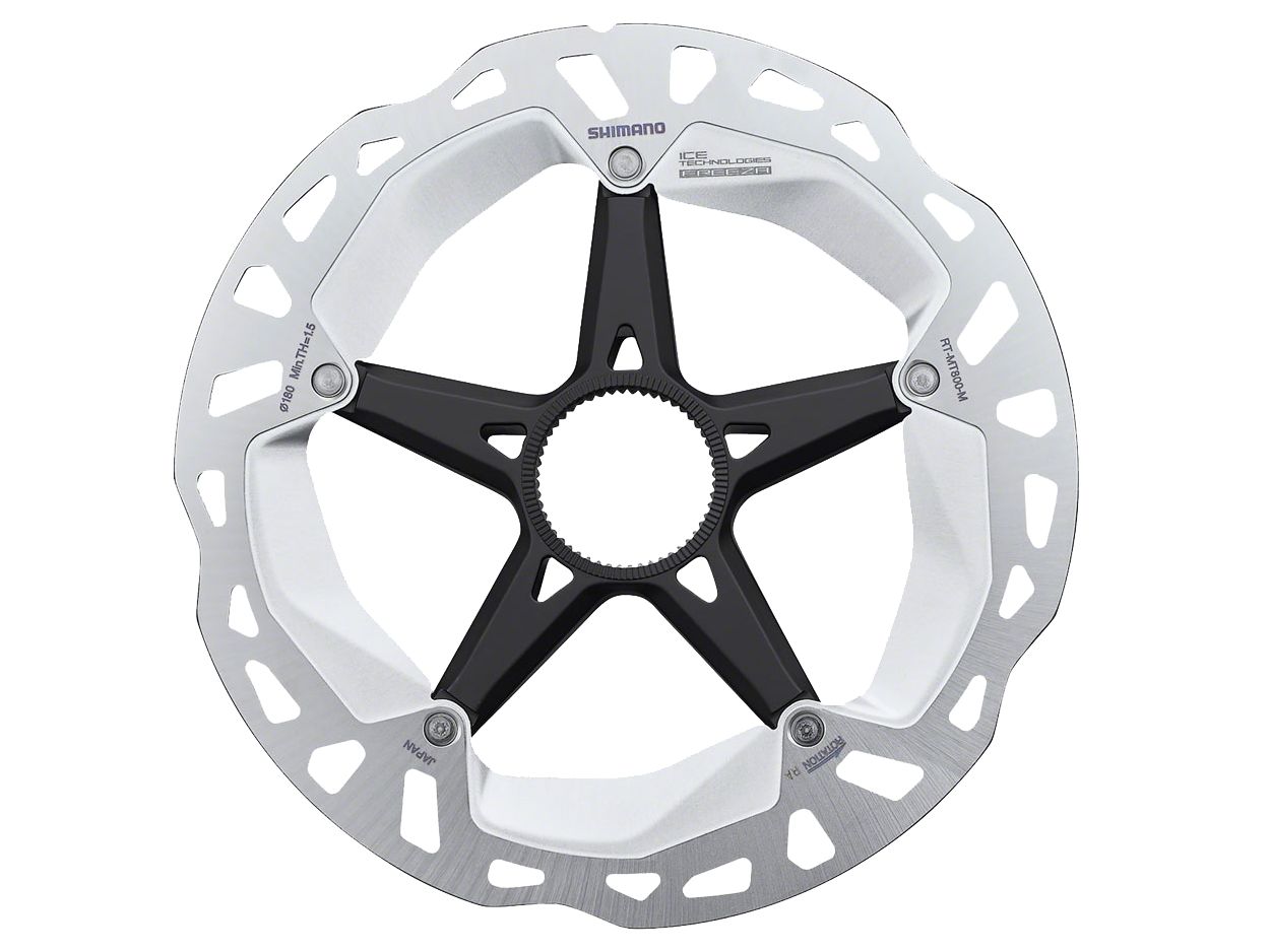 Disc Rotor Shimano Shimano Deore XT RT-MT800-M Disc Brake Rotor External Lockring - 180mm Center Lock Silver/BLK Light Gray