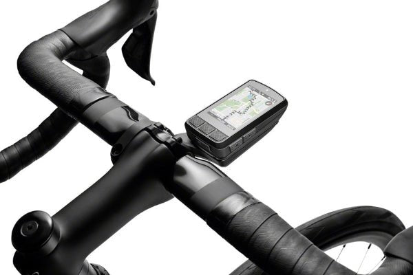 Bicycle handlebar with a GPS device on a white background