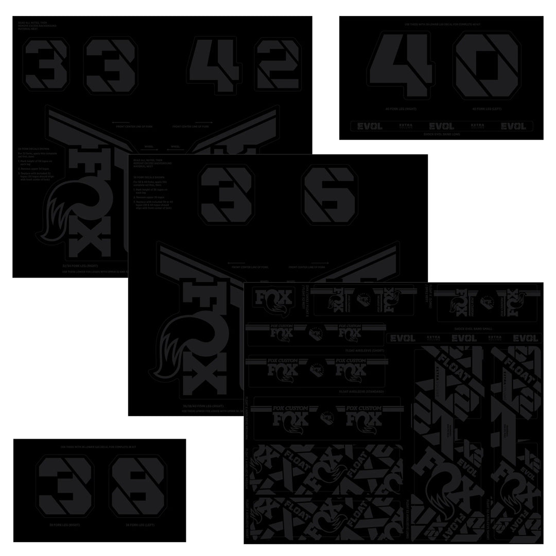 Sticker/Decal Fox Shox FOX Fork and Shock Decal Kit - Stealth Black Black