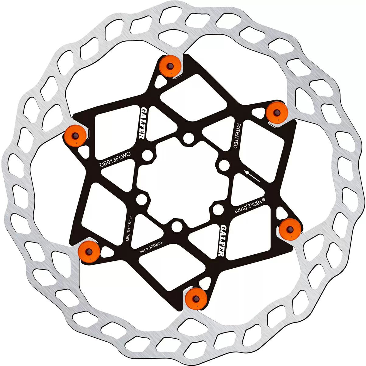 Disc Rotor Galfer Galfer Floating Wave Disc Brake Rotor - 180mm x 2.0mm 6-Bolt Orange Light Gray