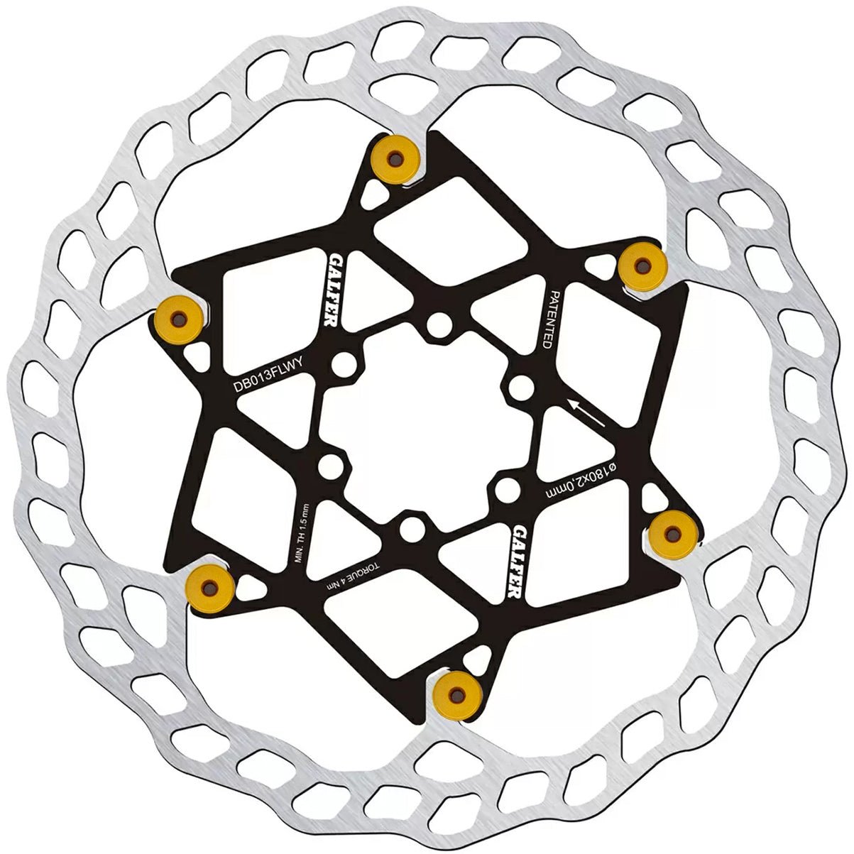 Disc Rotor Galfer Galfer Floating Wave Disc Brake Rotor - 180mm x 2.0mm 6-Bolt Yellow Black