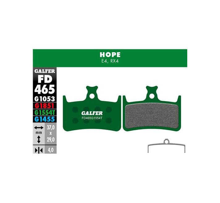 Disc Brake Pads Galfer Galfer Hope E4 RX4-SH Disc Brake Pads - Pro Compound Forest Green