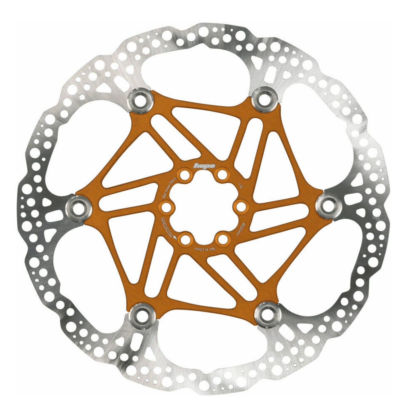 Disc Rotor Hope Hope Floating Disc Brake Rotor - 180mm 6-Bolt Orange Light Gray