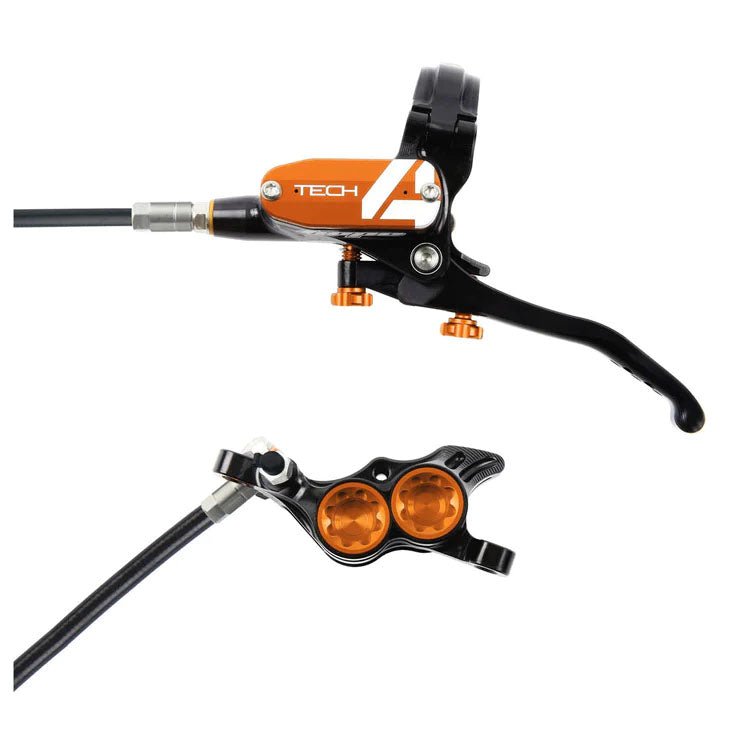 Disc Brake & Lever Hope Hope Tech 4 E4 Disc Brake and Lever Set - Rear Hydraulic Post Mount Orange Dark Salmon