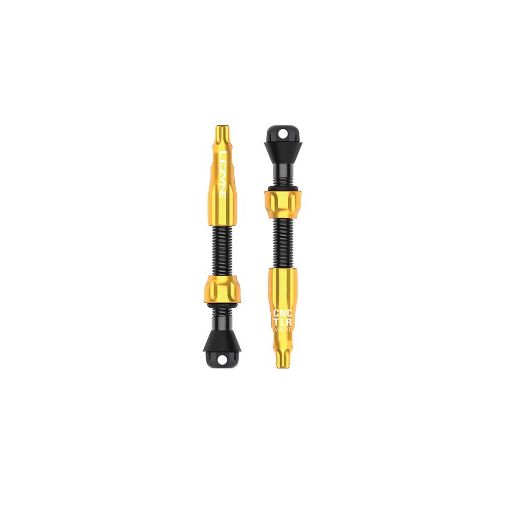 Tubeless Valves Lezyne Lezyne CNC TLR Tubeless Valve Pro 44mm Gold Pair Dark Slate Gray