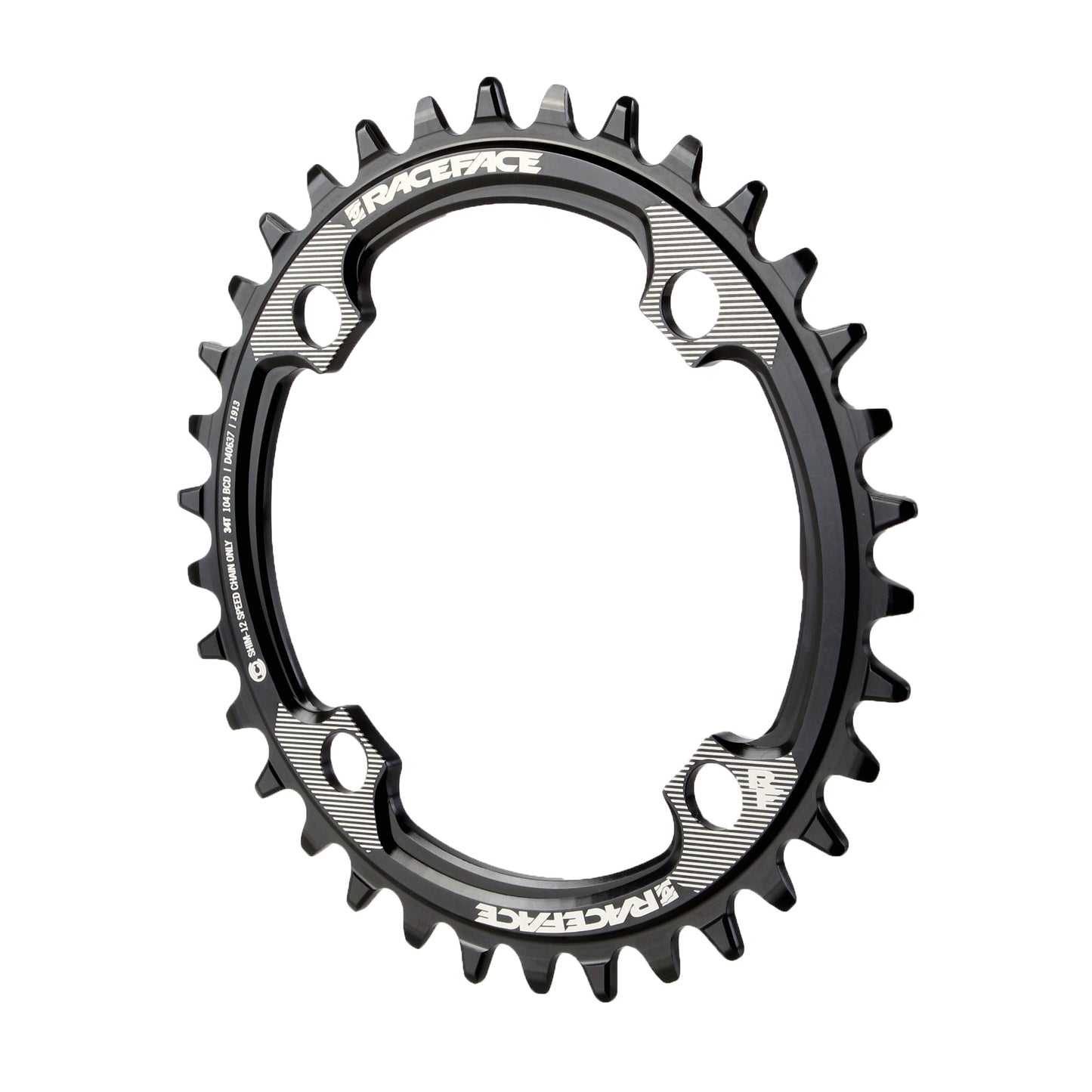 Chainrings Race Face RaceFace 1x 104 BCD Hyperglide+ Chainring - 32t 104 BCD 4-Bolt Requires Shimano 12-speed Hyperglide+ Chain 7075 Aluminum BLK Dark Slate Gray