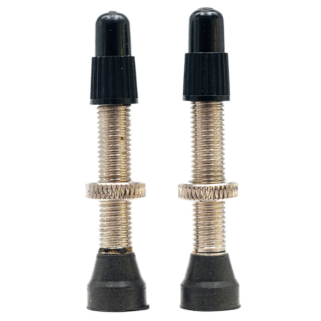 Tubeless Valves Stans No Tubes Stans Tubeless Universal Valve Stems - Brass Regular Pair Gray