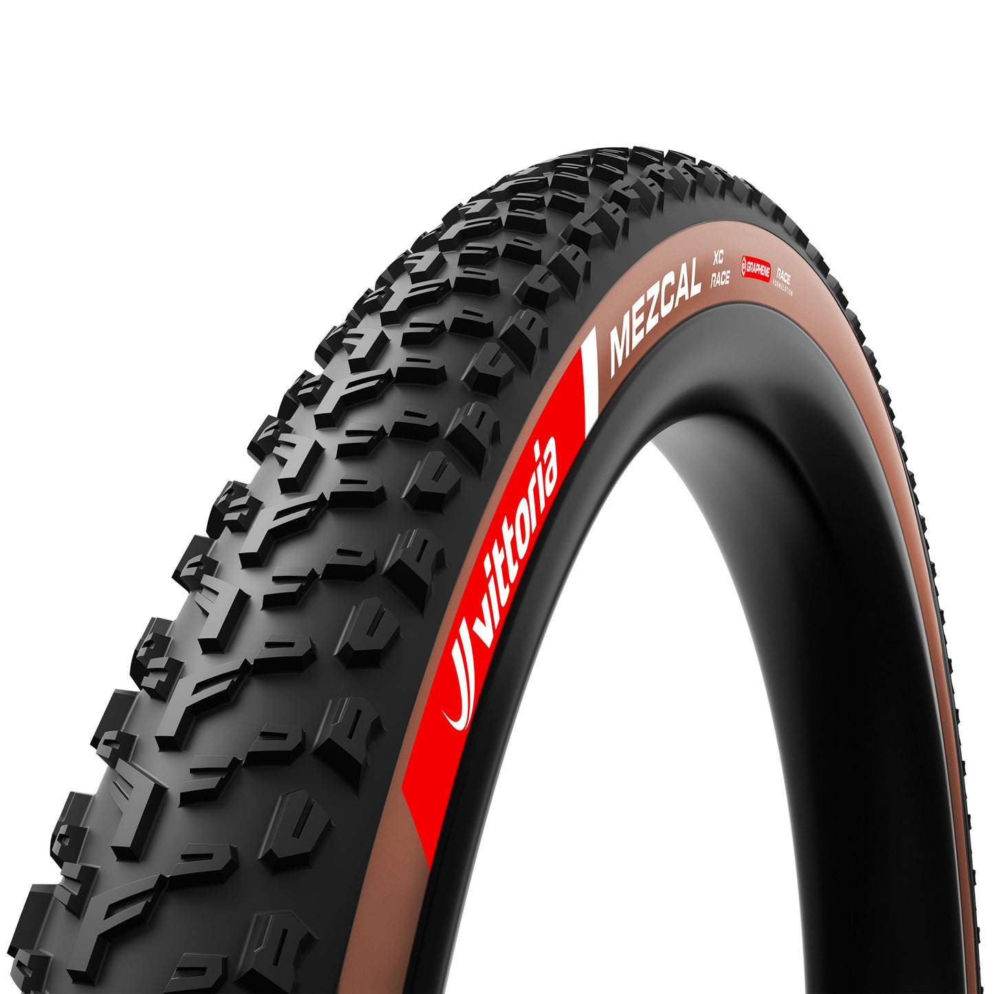 Tires Vittoria Vittoria Mezcal XC Race Tire - 29 x 2.4 Tubeless Folding Brown Graphene + Silica G2.0 Black