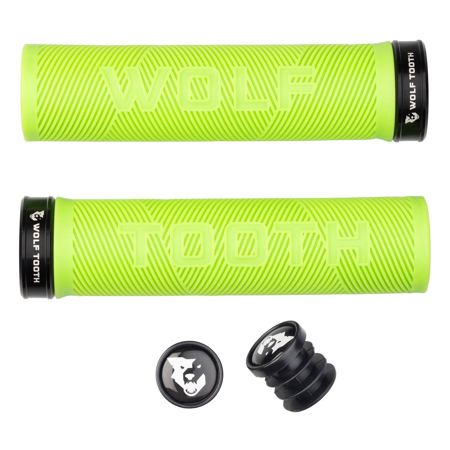 Lock-On Grips Wolf Tooth Wolf Tooth Components Echo Lock-On Grip Set Green/Black Light Goldenrod