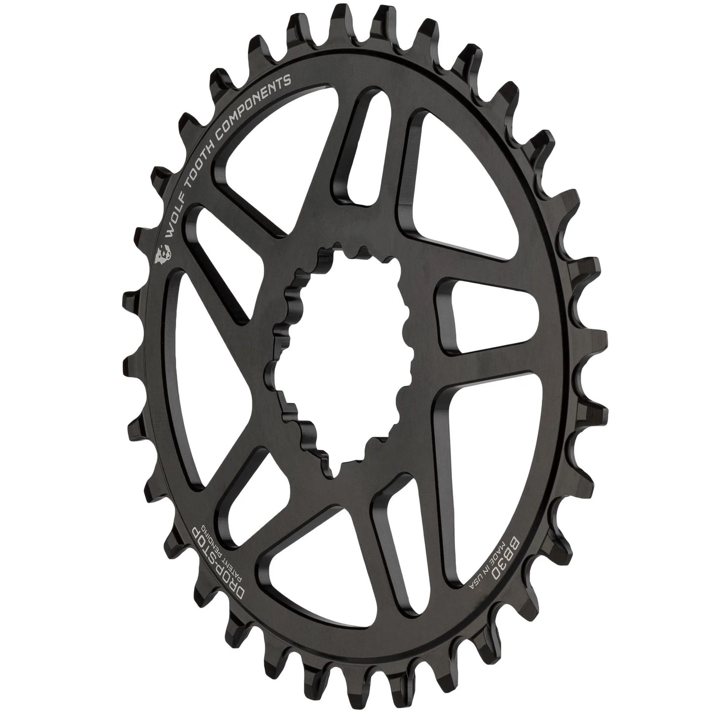 Chainrings Wolf Tooth Wolf Tooth Direct Mount Chainring - 34t SRAM Direct Mount For SRAM 3-Bolt Boost Requires 12-Speed Hyperglide+ Chain BLK Dark Slate Gray