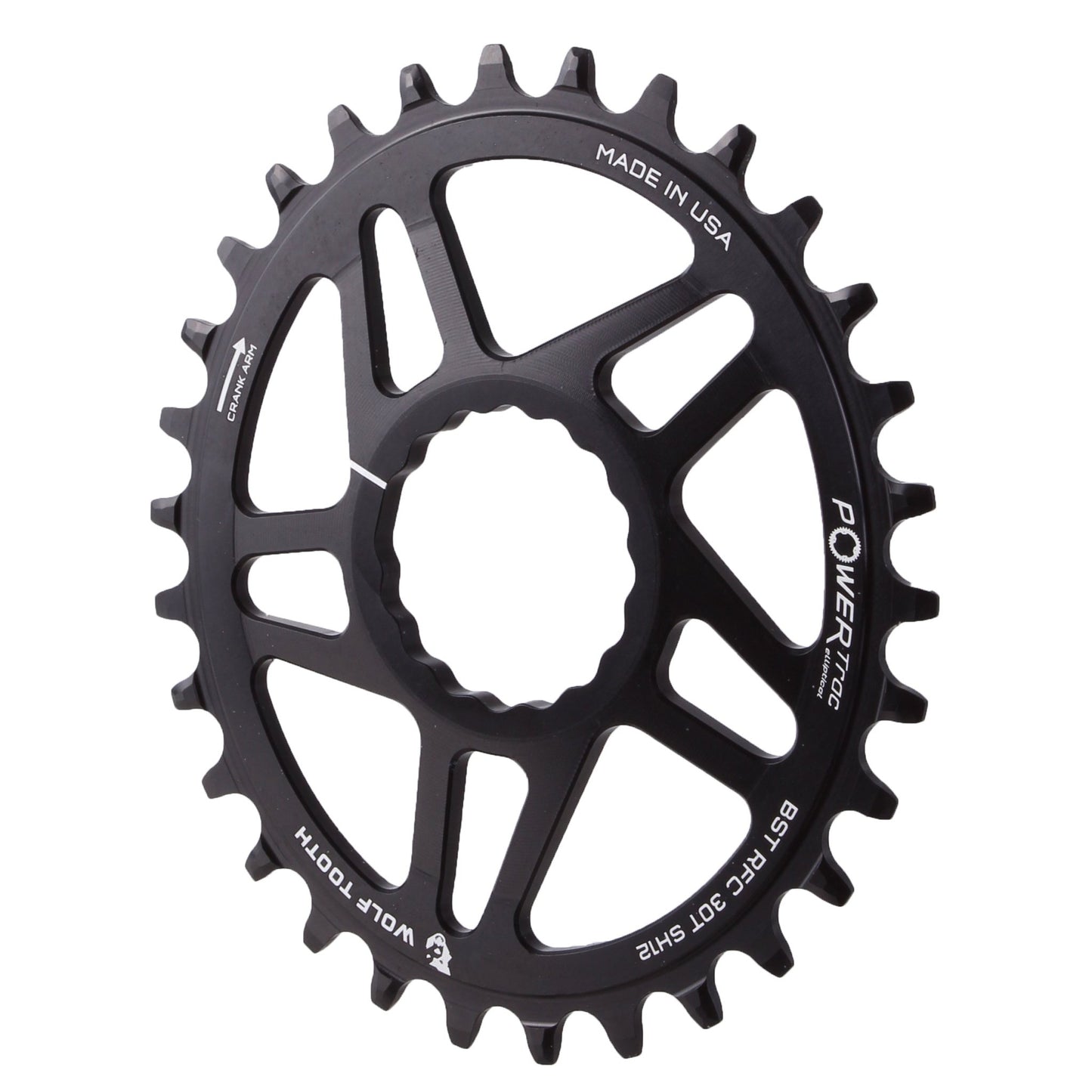 Chainrings Wolf Tooth Wolf Tooth Elliptical Direct Mount Chainring - 30t RaceFace CINCH Boost Drop-Stop ST Shimano 12 Speed HG+ BLK Dark Slate Gray