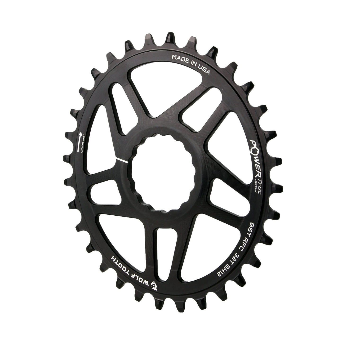 Chainrings Wolf Tooth Wolf Tooth Elliptical Direct Mount Chainring - 32t RaceFace CINCH Boost Drop-Stop ST Shimano 12 Speed HG+ BLK Dark Slate Gray