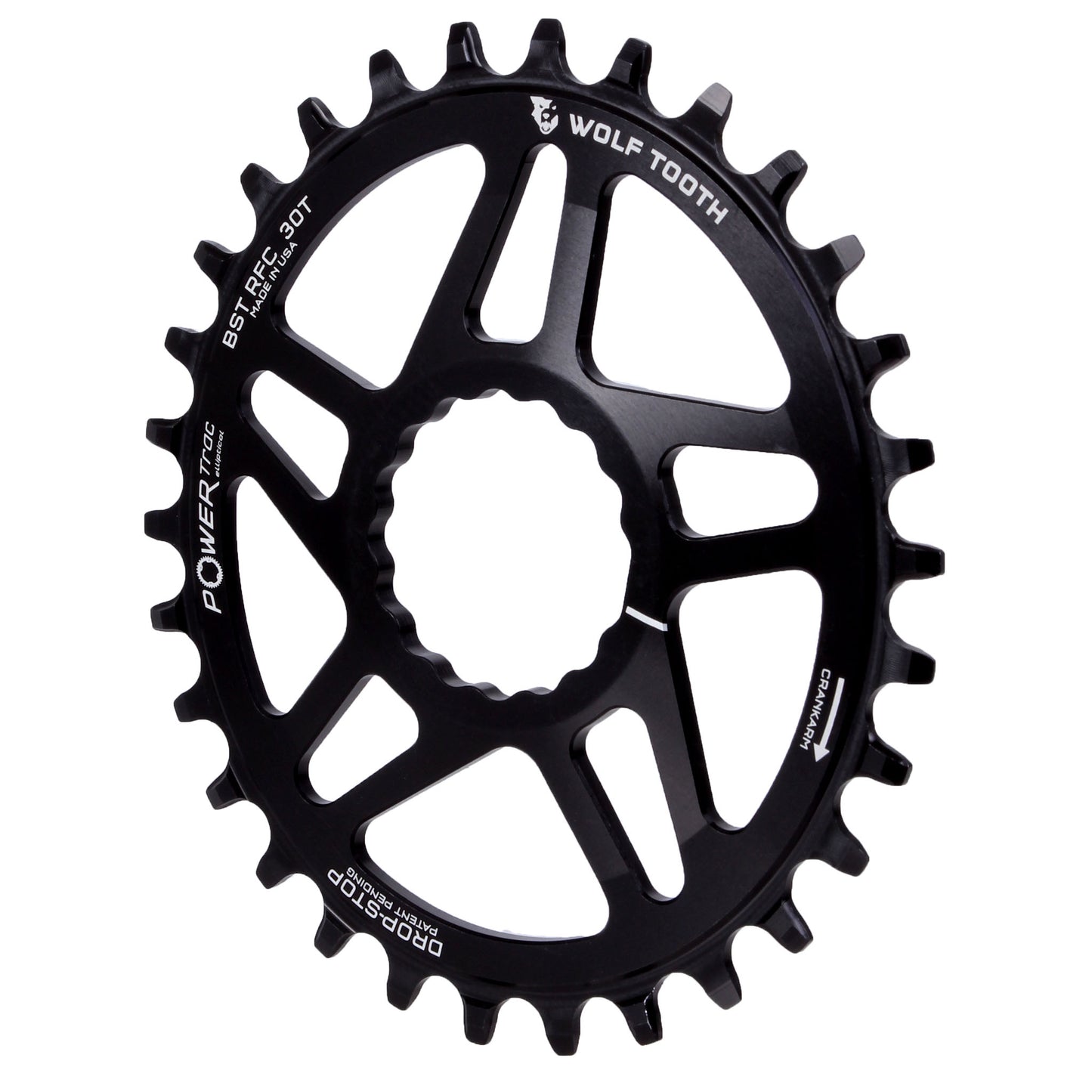 Chainrings Wolf Tooth Wolf Tooth Elliptical Direct Mount Chainring - 30t RaceFace/Easton CINCH Direct Mount Drop-Stop B For Boost Cranks 3mm Offset BLK Black