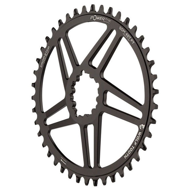 Chainrings Wolf Tooth Wolf Tooth Elliptical Direct Mount Chainring - 40t SRAM Direct Mount 6mm Offset Drop-Stop Flattop Compatible BLK Dark Slate Gray