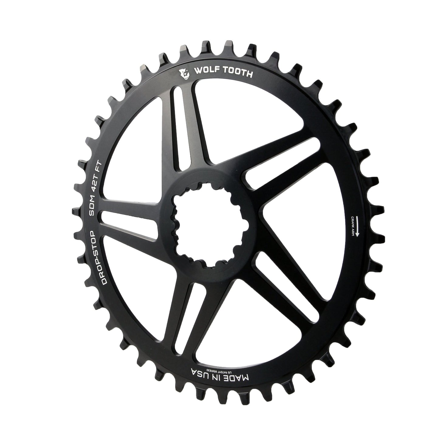 Chainrings Wolf Tooth Wolf Tooth Direct Mount Chainring - 42t SRAM Direct Mount For SRAM 3-Bolt 6mm Offset Drop-Stop B Flattop Compatible BLK Black
