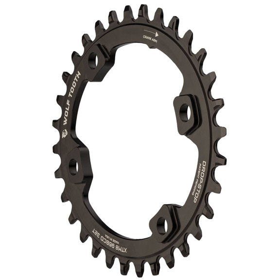 Chainrings Wolf Tooth Wolf Tooth Elliptical 96 BCD Chainring - 32t 96 Asymmetric BCD 4-Bolt Drop-Stop For Shimano XT M8000 SLX M7000 Cranks BLK Dark Slate Gray