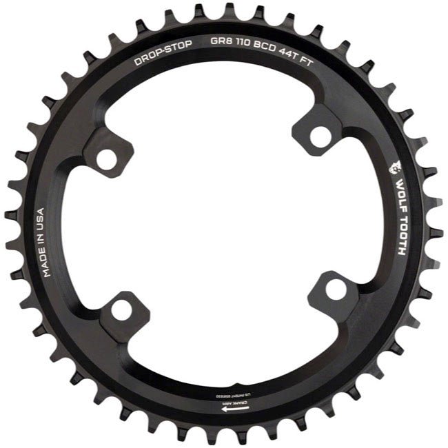 Chainrings Wolf Tooth Wolf Tooth Shimano 110 Asymmetric BCD Chainring - 36t 110 Asymmetric BCD 4-Bolt Drop-Stop Flattop For Shimano GRX Cranks BLK Dark Slate Gray