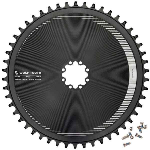 Chainrings Wolf Tooth Wolf Tooth Aero Direct Mount Chainring - 50t Direct Mount SRAM 8-Bolt Drop-Stop B BLK Dark Slate Gray