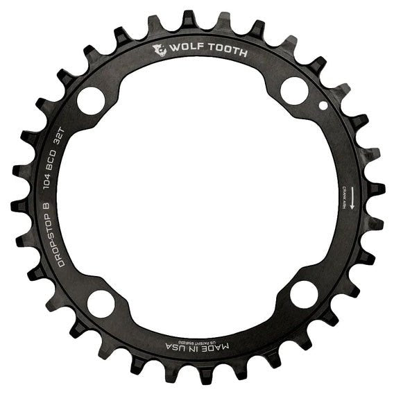 Chainrings Wolf Tooth Wolf Tooth 104 BCD Chainring - 32t 104 BCD 4-Bolt Drop-Stop B Black Dark Slate Gray
