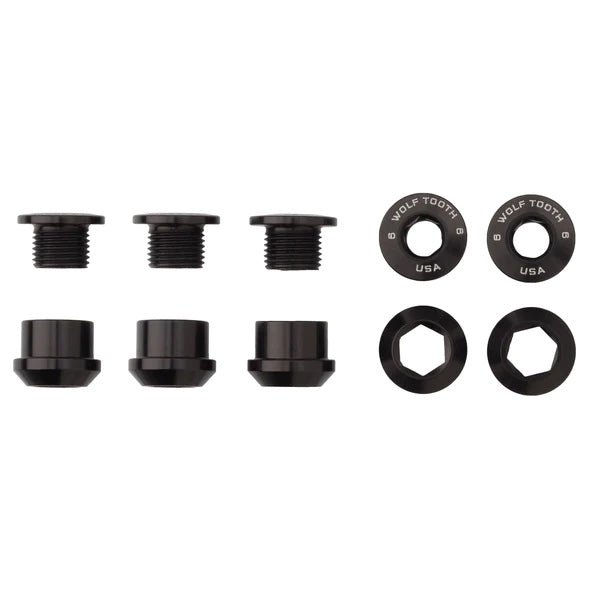 Chainring Bolts and Hardware Wolf Tooth Wolf Tooth 1x Chainring Bolt Set - 6mm Dual Hex Fittings Set/5 Black Dark Slate Gray