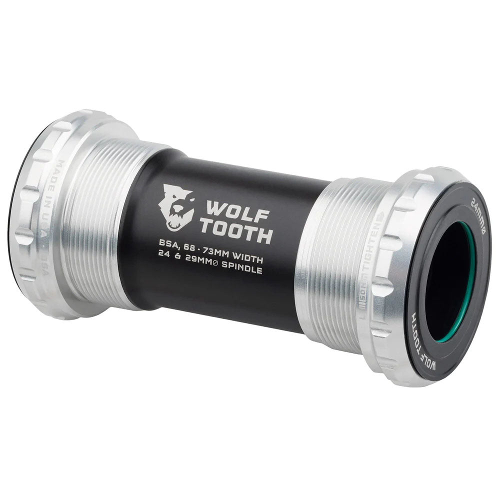 Bottom Brackets Wolf Tooth Wolf Tooth Bottom Bracket - English BSA 68/73mm For 24mm Spindle Raw Silver Light Gray