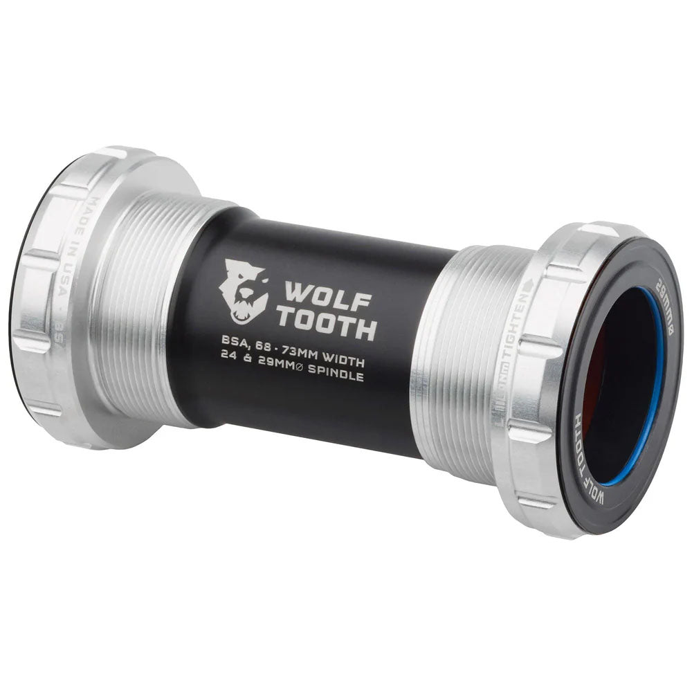 Bottom Brackets Wolf Tooth Wolf Tooth Bottom Bracket - English BSA 68/73mm For 29mm Spindle Raw Silver Gray