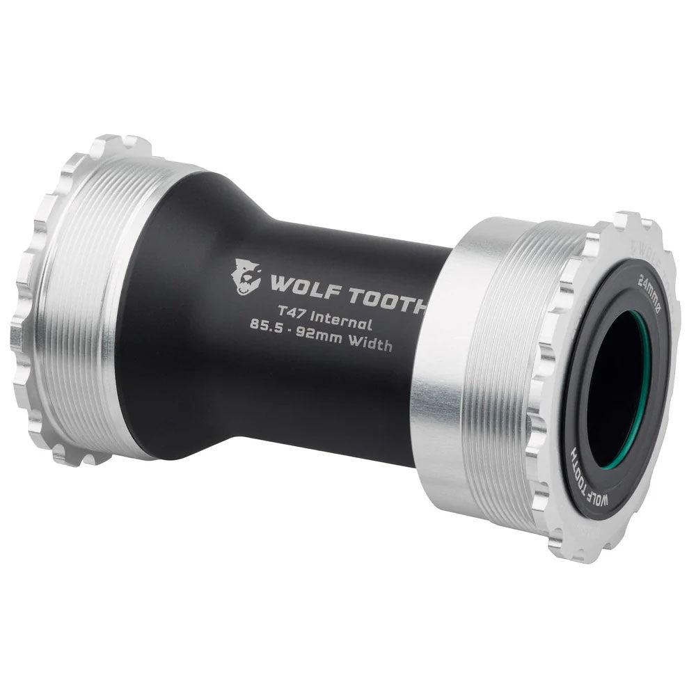 Bottom Brackets Wolf Tooth Wolf Tooth Bottom Bracket - T47 Inboard 85.5/92mm For 24mm Spindle Raw Silver Light Gray