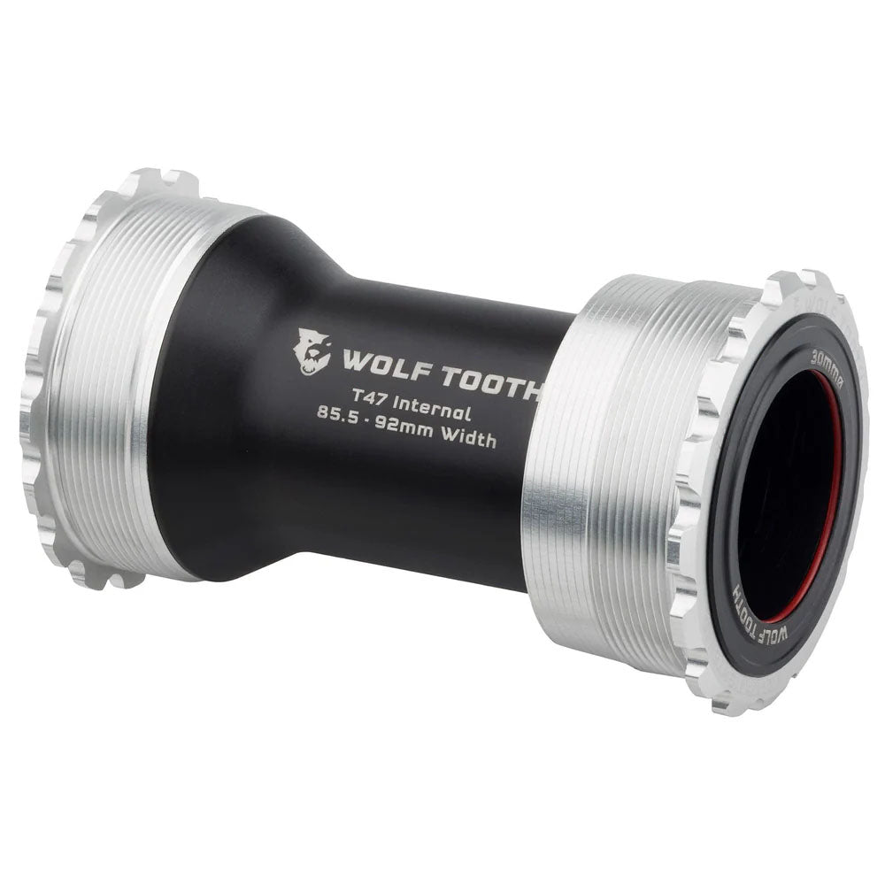 Bottom Brackets Wolf Tooth Wolf Tooth Bottom Bracket - T47 Inboard 85.5/92mm For 30mm Spindle Raw Silver Light Gray