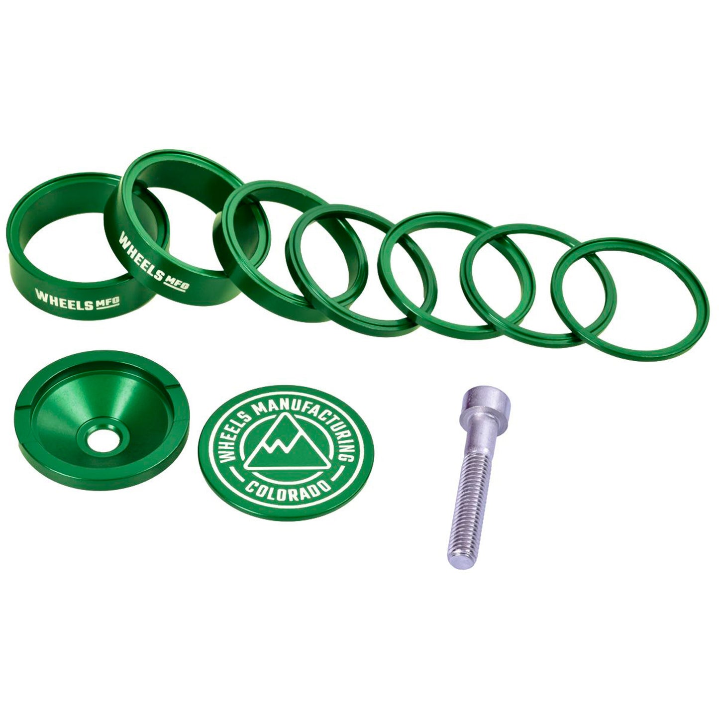 Headset Spacers Wheels Manufacturing Wheels Manufacturing Pro StackRight Headset Spacer Kit - Green Forest Green
