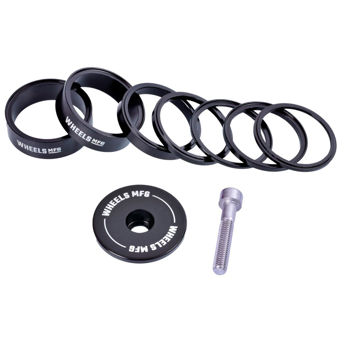 Headset Spacers Wheels Manufacturing Wheels Manufacturing Essential StackRight Headset Spacer Kit - Black Dark Slate Gray