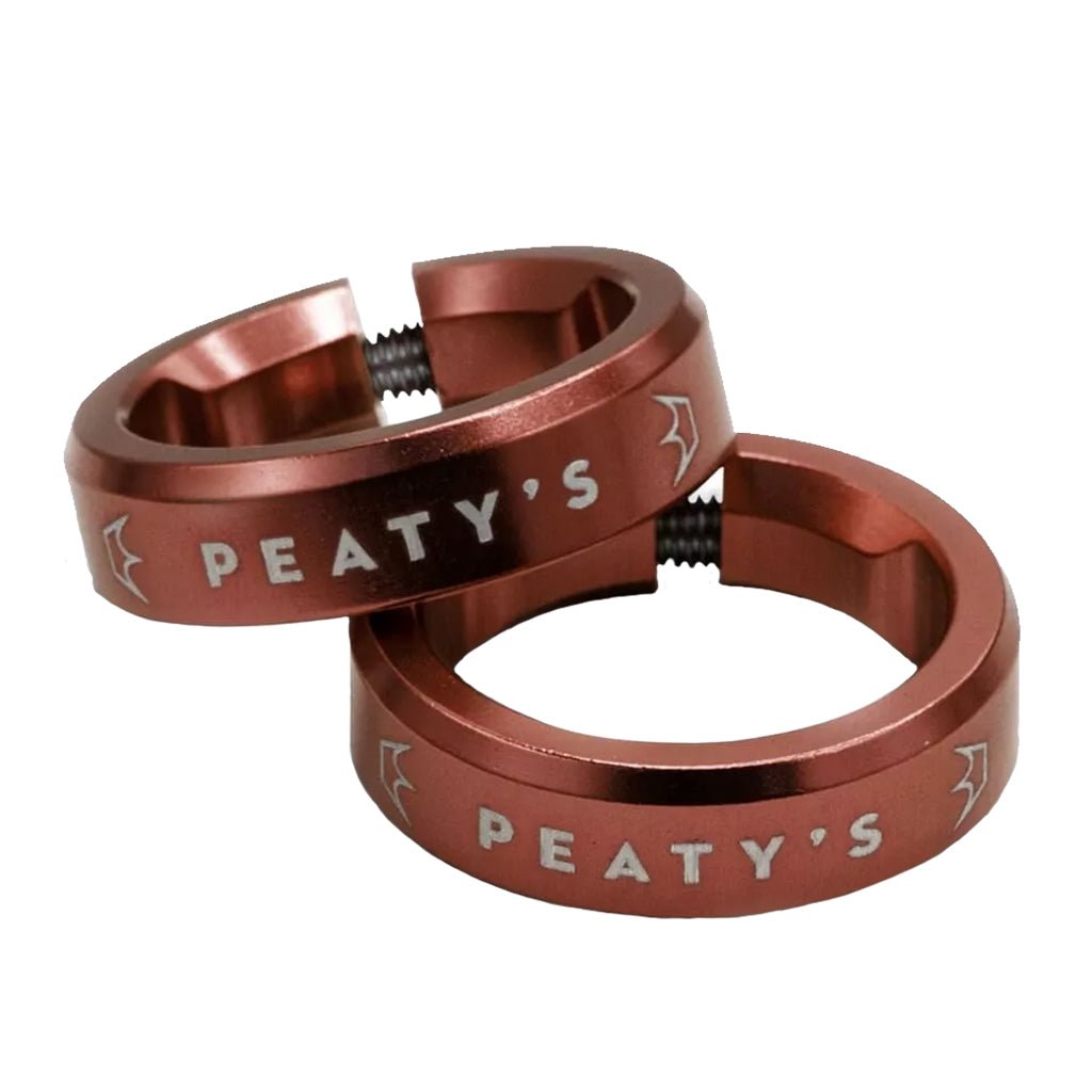 Lock-On Grip Clamps Peaty's Peatys Monarch Grip Lockrings Pair Red Sienna