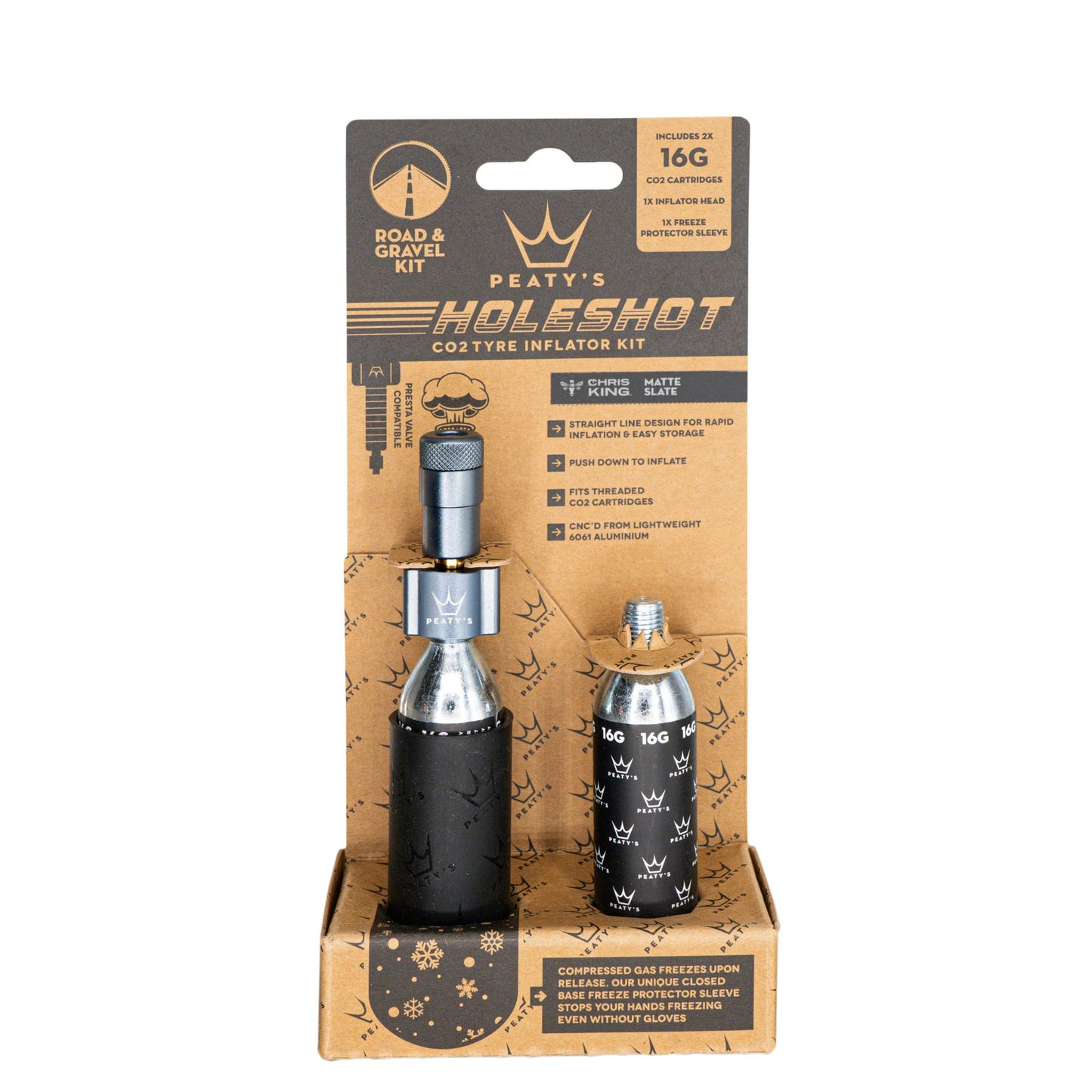 CO2 Inflators/Cartridges Peaty's Peatys Holeshot CO2 Gravel/Road Inflator w/Cart Slate Rosy Brown
