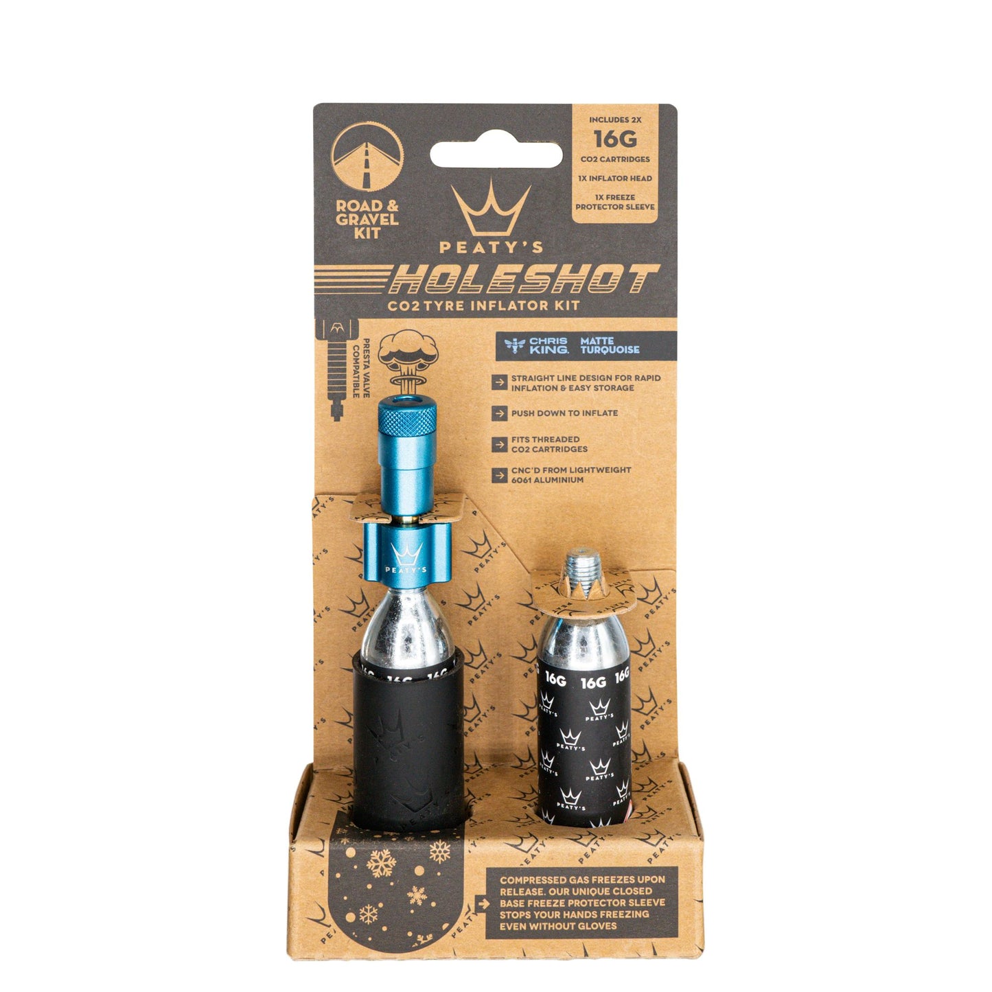 CO2 Inflators/Cartridges Peaty's Peatys Holeshot CO2 Gravel/Road Inflator w/Cart Turqse Rosy Brown