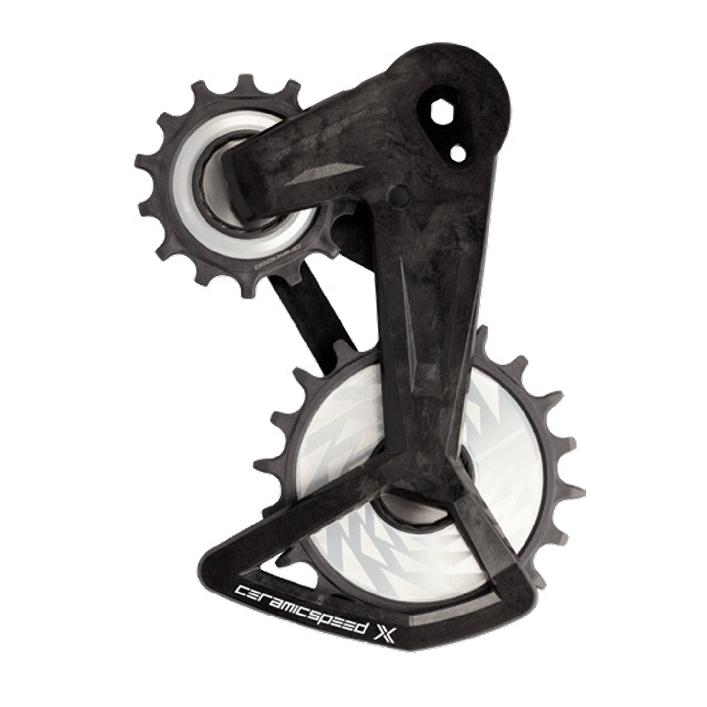 Cage Assembly CeramicSpeed Ceramic Speed OSPW X Pulley Wheel System - For SRAM Eagle T-Type AXS Rear Derailleur BLK Cage Silver Pulley Wheels Dark Slate Gray