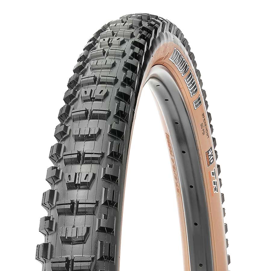 Tires Maxxis Maxxis Minion DHR II Tire - 27.5 x 2.4 Tubeless Folding BLK/Dark Tan Dual EXO Wide Trail Dim Gray
