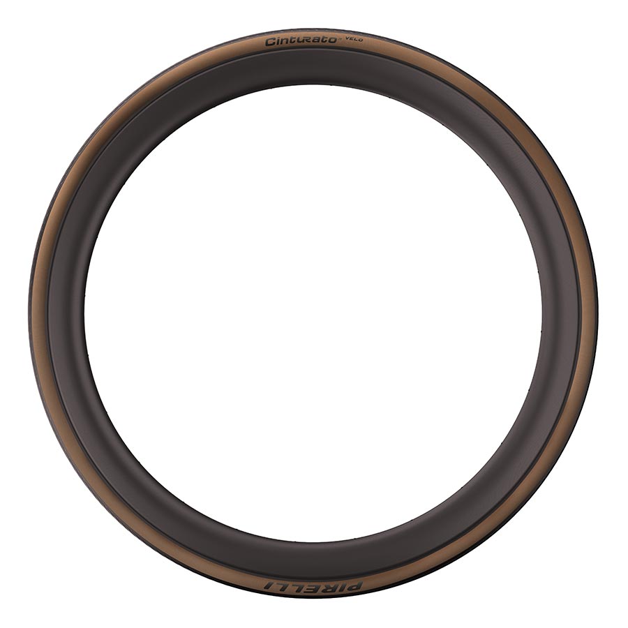 Tires Pirelli Pirelli Cinturato Velo TLR Tire - 700 x 28 Tubeless Folding Classic Tan Dark Slate Gray