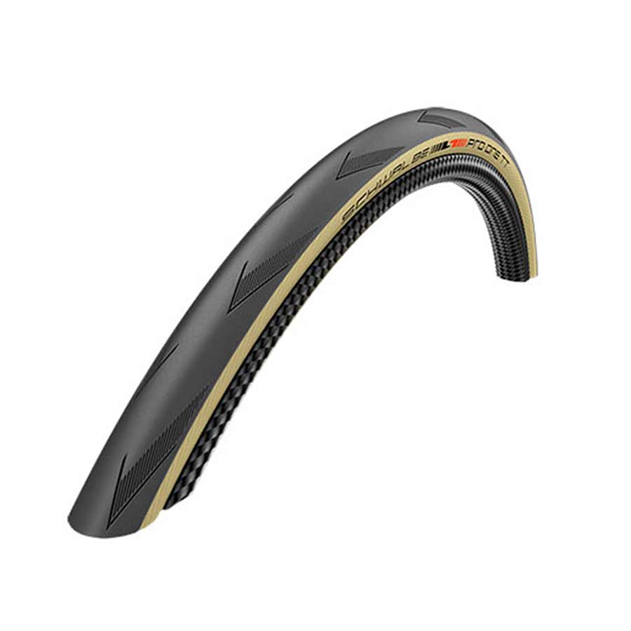 Tires Schwalbe Schwalbe Pro One TT Tire - 700 x 25 Tubeless Folding BLK/Tan Evolution Line Addix Race Dark Slate Gray