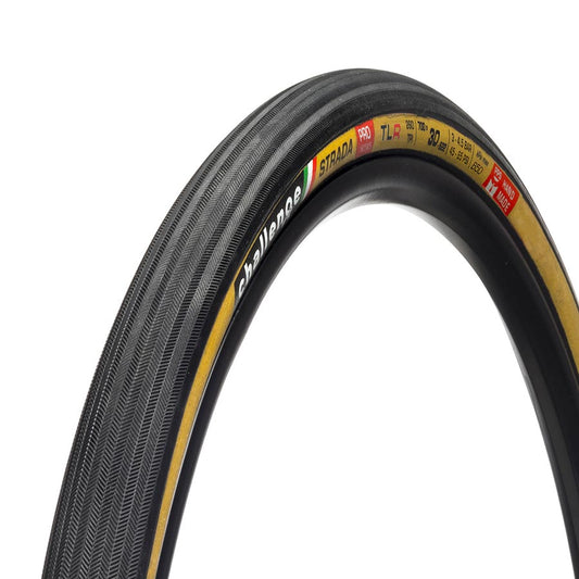 Tires Challenge Challenge Strada Pro TLR Tire 700x30C Folding Tubeless Ready Natural SuperPoly PPS 300TPI Tanwall Dark Slate Gray