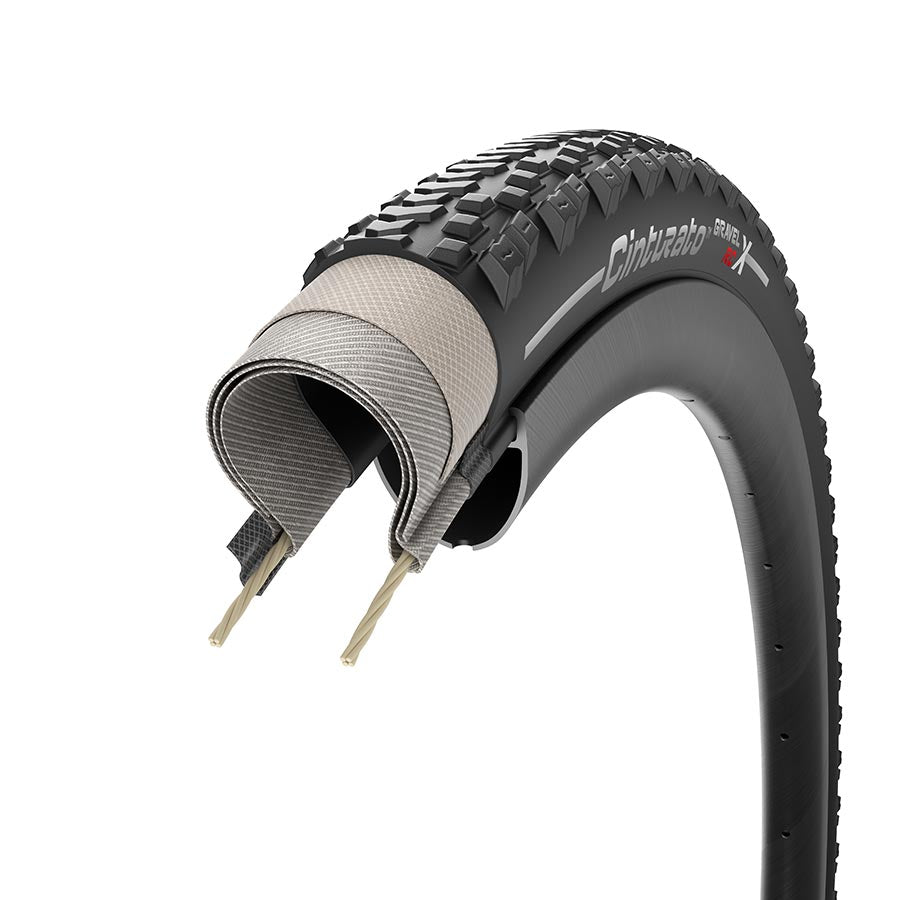 Tires Pirelli Pirelli Cinturato Gravel RCX TLR Tire - 700 x 40 Tubeless Folding Black Dark Slate Gray