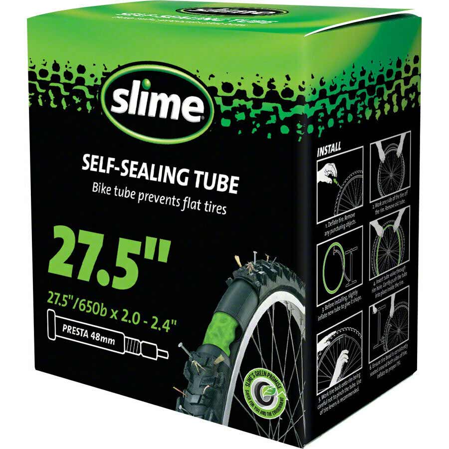 Tube Slime Slime Self-Sealing Tube - 27.5  x 2 - 2.4 48mm Presta Valve Olive Drab