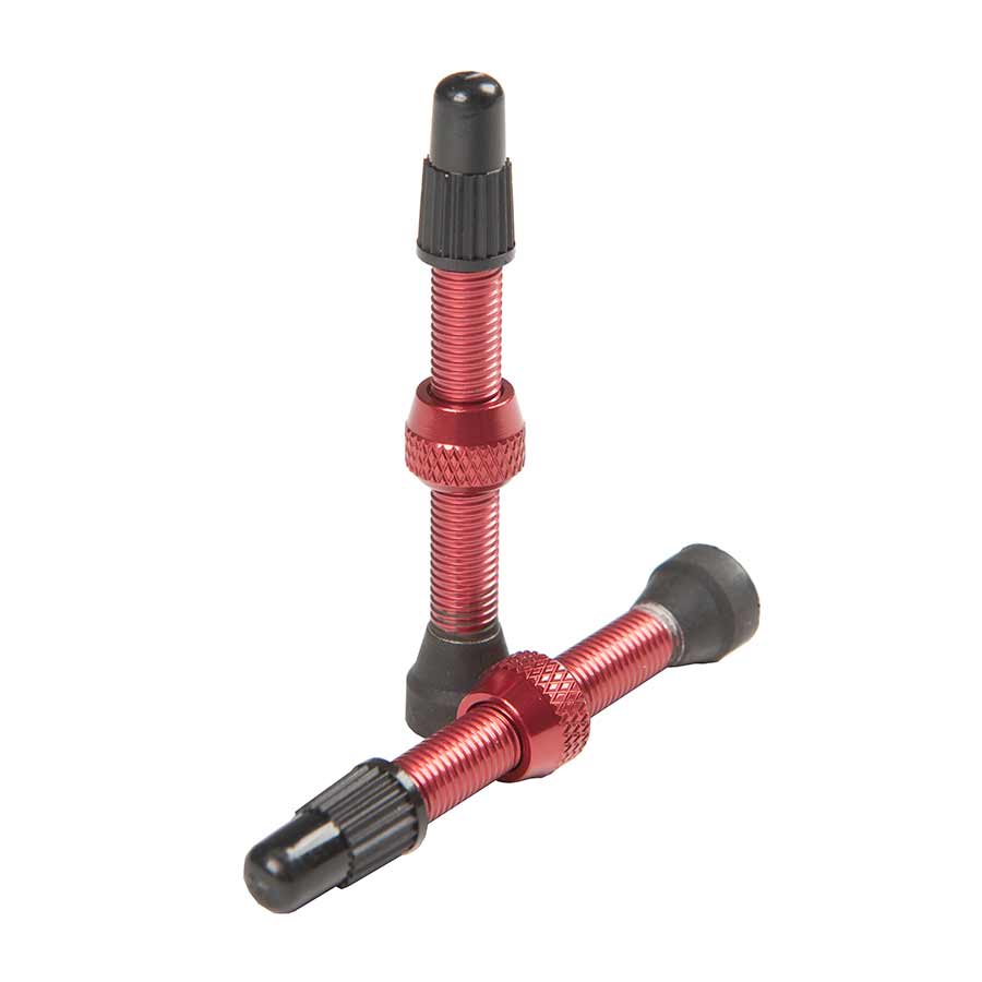 Tubeless Valves Stans No Tubes Stans Alloy Valve Stems - 55mm Pair Red Dim Gray