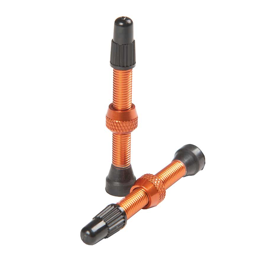 Tubeless Valves Stans No Tubes Stans Alloy Valve Stems - 44mm Pair Orange Coral