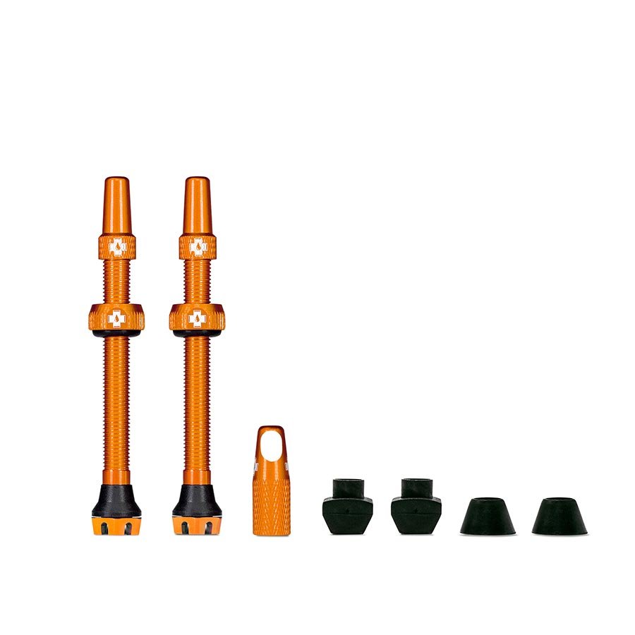 Tubeless Valves Muc-Off Muc-Off V2 Tubeless Valve Kit - Orange 60mm Pair Black
