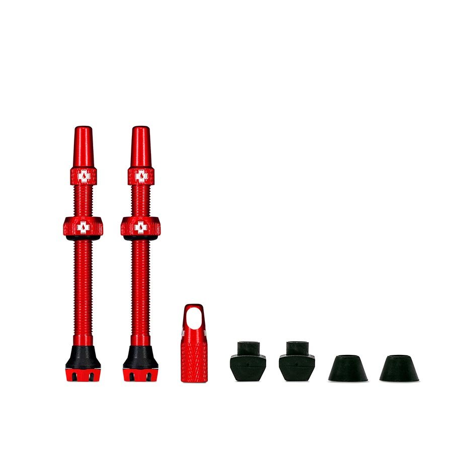 Tubeless Valves Muc-Off Muc-Off V2 Tubeless Valve Kit - Red 60mm Pair Firebrick