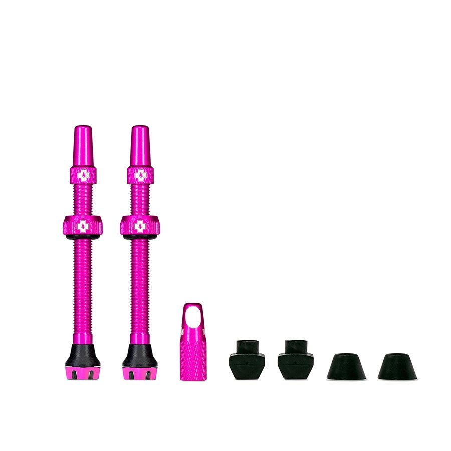 Tubeless Valves Muc-Off Muc-Off V2 Tubeless Valve Kit - Pink 60mm Pair Black