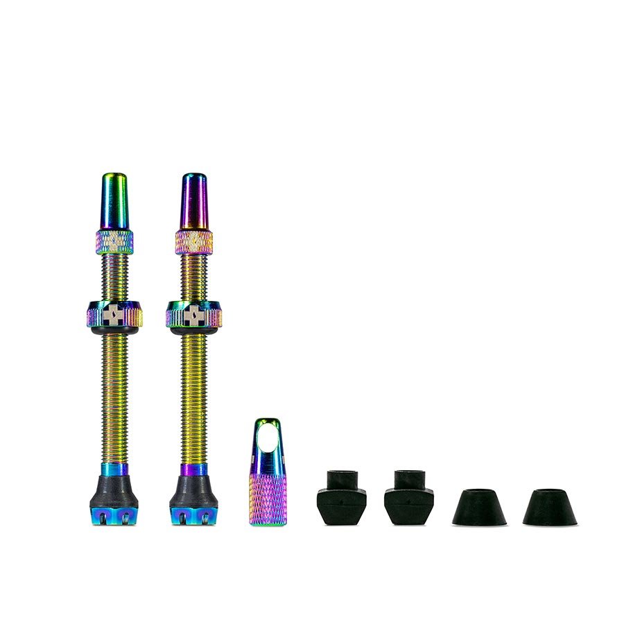 Tubeless Valves Muc-Off Muc-Off V2 Tubeless Valve Kit - Iridescent 60mm Pair Light Gray