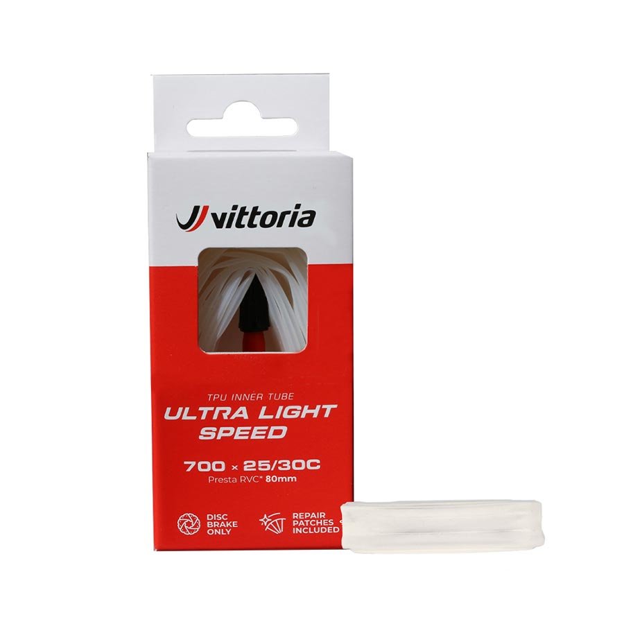 Tube Vittoria Vittoria Ultra Light Speed (TPU) Tube Presta Length: 80mm 700C 25-30c Light Gray