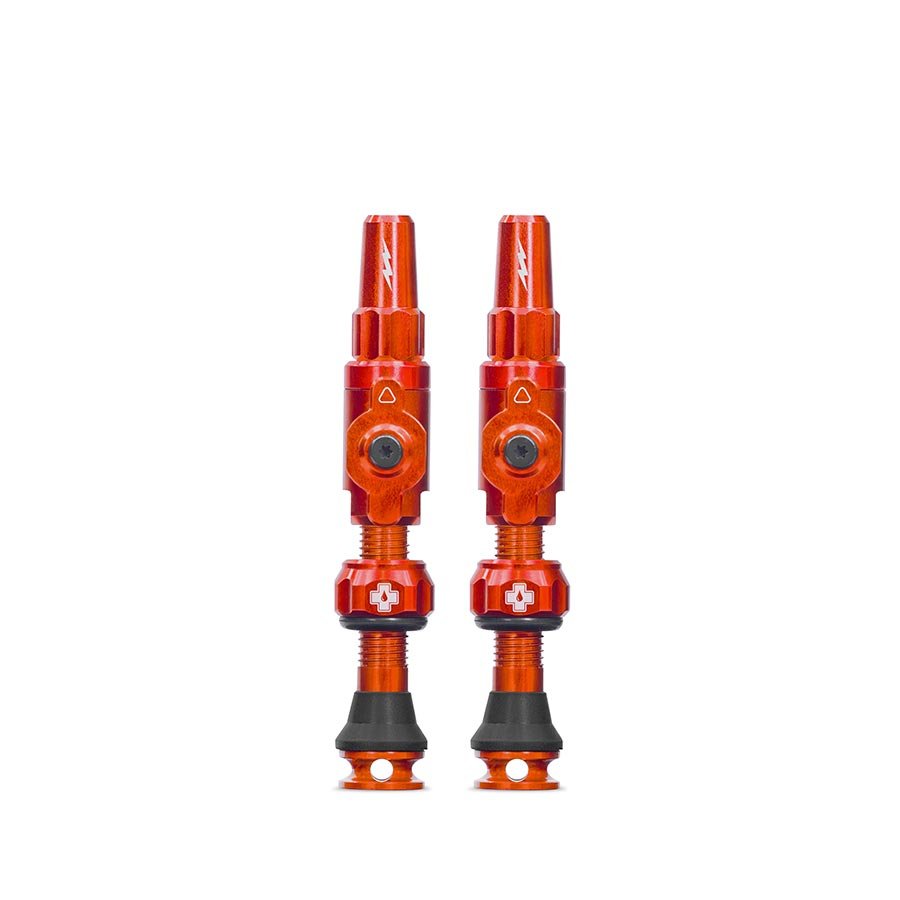 Tubeless Valves Muc-Off Muc-Off Big Bore Lite Tubeless Valve 65mm Pair - Orange Firebrick